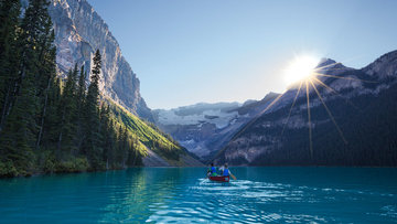 A beautiful lake in the Rocky Mountains near Banff, Alberta, Canada